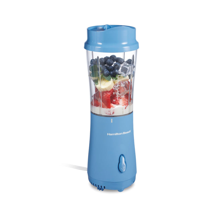 Hamilton Beach Personal Blender for Smoothies & Protein Shakes, Portable Single Serve Blender with Travel Lid, 14 oz BPA-Free Jar, 175W, Compact Countertop Blender, Tranquil Blue, 51172 🍁 All In One Marketplace Canada