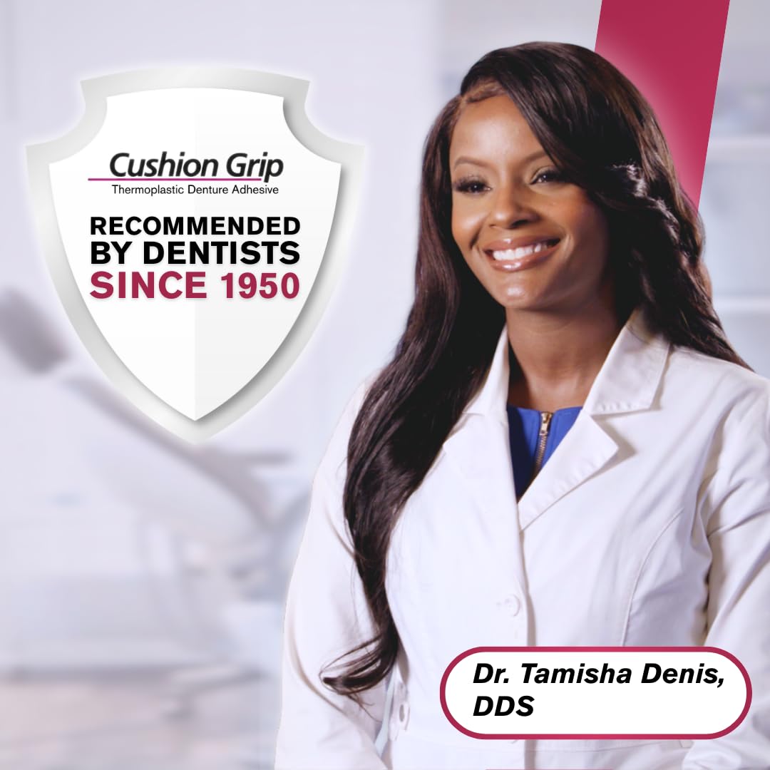Cushion Grip Thermoplastic Denture Adhesive – Refits & Tightens Loose Dentures, Works Like a Denture Reliner for a Long-Lasting, Secure Fit, Cushions Gums, Waterproof & Zinc-Free - 1 oz 🍁 All In One Marketplace Canada