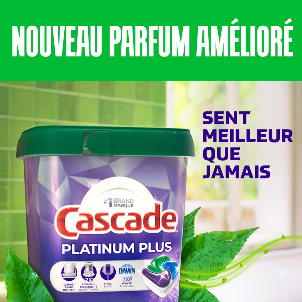 Cascade Platinum Plus Dishwasher Detergent Pods, Dish Detergent Soap, Lemon Scent, 51 Count 🍁 All In One Marketplace Canada