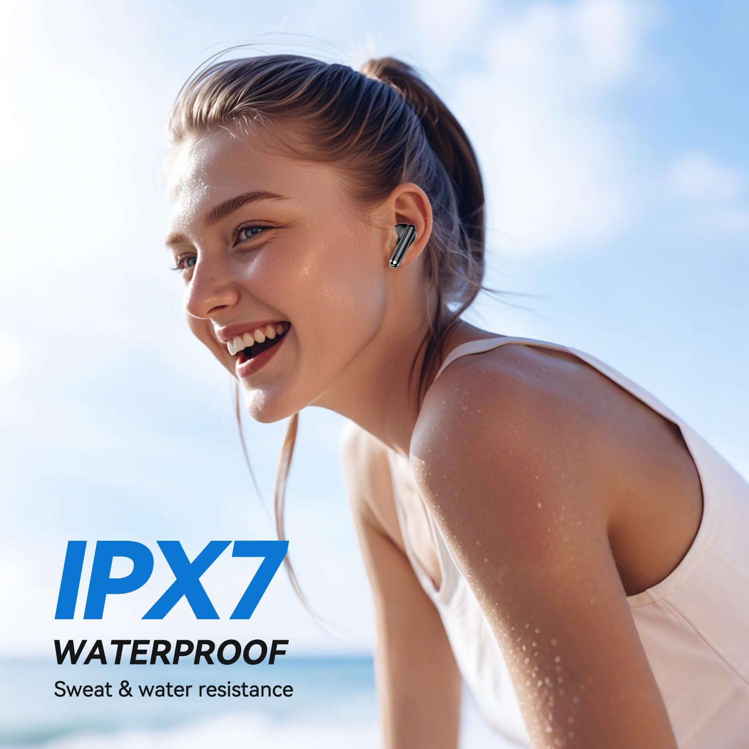 Wireless Earbuds, Bluetooth 5.4 Bass Stereo Headphones with 4 ENC Mic, 50H Playback Ear Buds with Charging Case LED Display,Sport Earphones IPX7 Waterproof for Phone, Android, Pad, DeepBlack 🍁 All In One Marketplace Canada