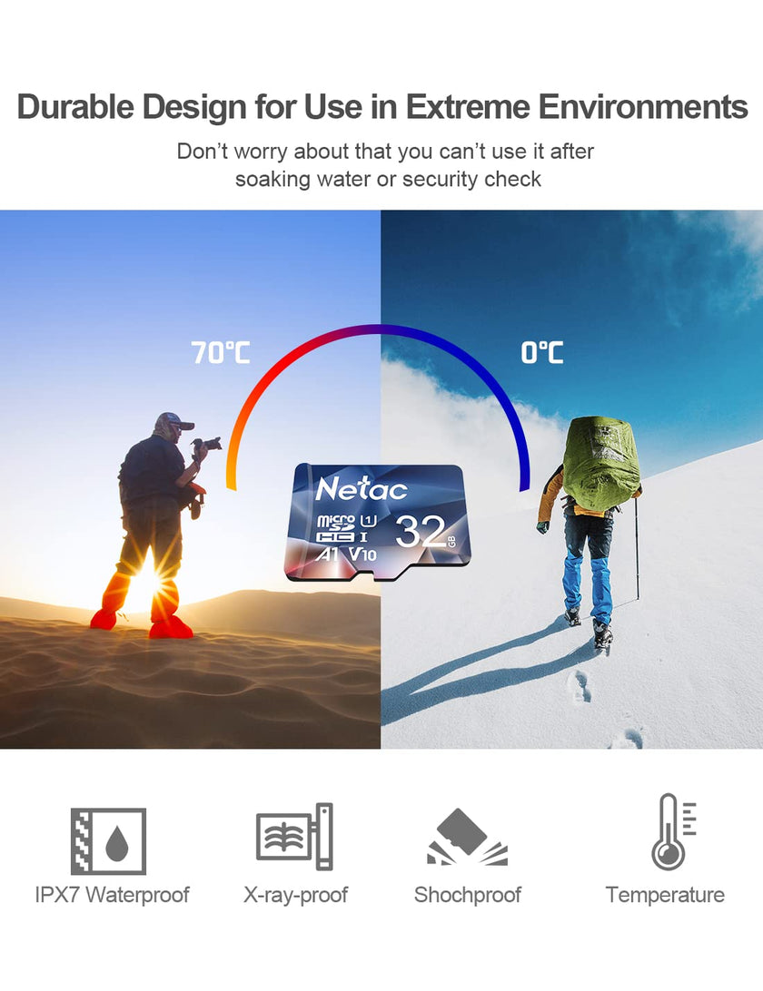 Netac 32GB Micro SD Card Micro Mini SD Card SDHC UHS-I Memory Card, High Speed TF Card up to 90MB/s - Full HD Video Recording U1, Class10, V10, A1 🍁 All In One Marketplace Canada