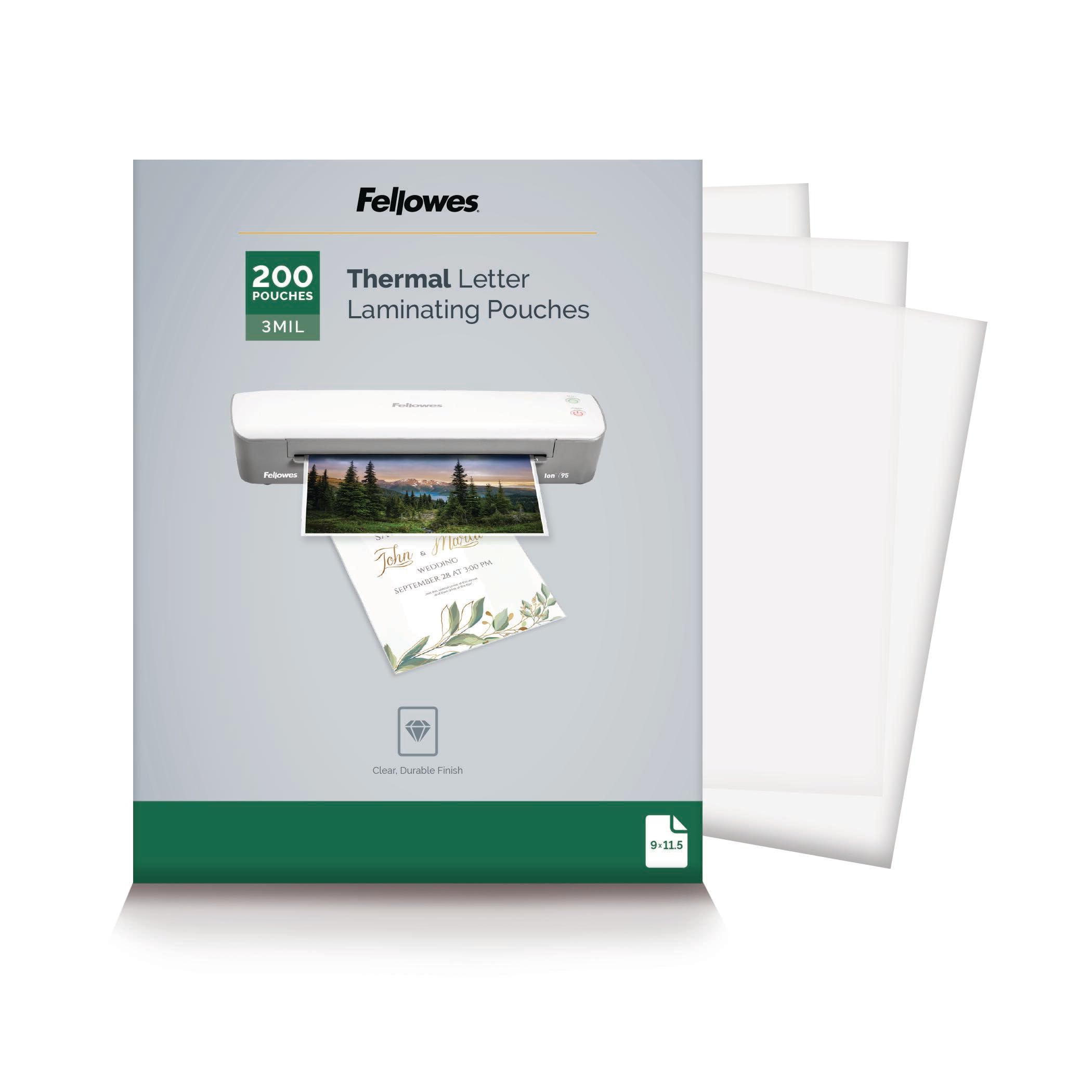 Fellowes Thermal Laminating Pouches, Letter Size Sheets 9 x 11.5-Inches, 3 mil, 200 Pack (5743401), Clear 🍁 All In One Marketplace Canada