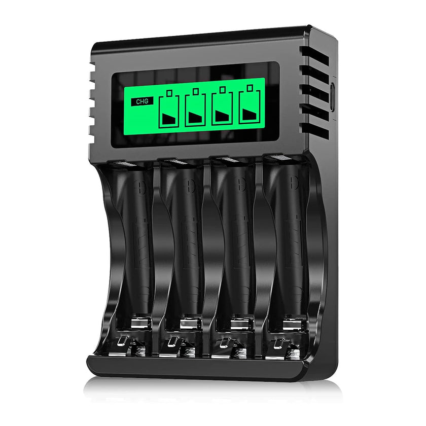 POWEROWL AA AAA Rechargeable Battery Charger, 4 Bay LCD Smart Battery Charger for Ni-MH AA AAA Rechargeable Batteries, Independent Slot & USB Fast Charging 🍁 All In One Marketplace Canada