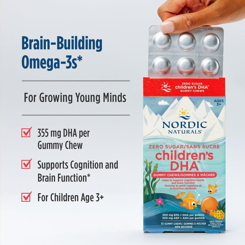 Nordic Naturals Children's DHA Gummies - Chewable Tropical Fruit Gummies Provide Daily Dose of Omega-3s DHA and EPA for Kids, 30 Count 🍁 All In One Marketplace Canada