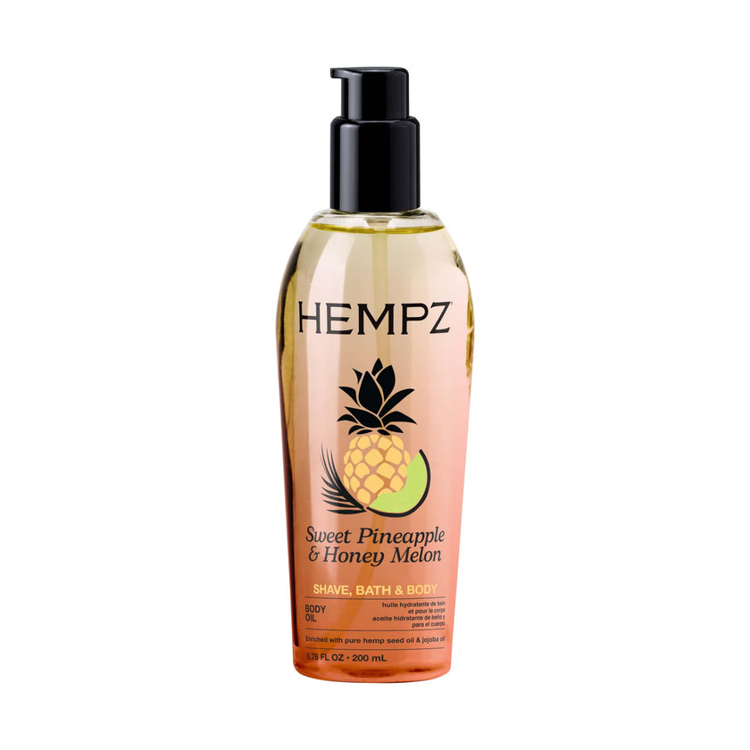 HEMPZ Sweet Pineapple & Honey Melon Herbal Hydrating Multi-Purpose Body Oil for Body - Moisturizing Bath, Shower, or Shaving Oil for Dry or Sensitive Skin for Women & Men, 6.76 Oz 🍁 All In One Marketplace Canada