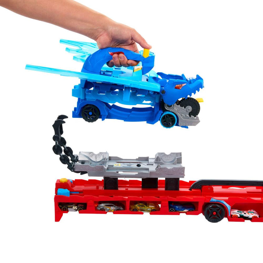 Hot Wheels City Toy Car Track Set, Ultimate Dual Dragon Transporter & 2 Die-Cast Cars, Large-Scale Dragon & Detachable Dragon, Stores 20+ Vehicles 🍁 All In One Marketplace Canada