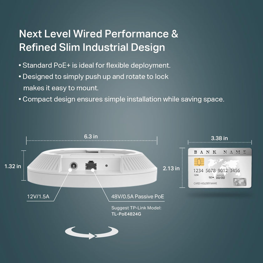 Omada EAP650 AX3000 Ceiling Mount WiFi 6 Access Point, Dual-Band 2402 Mbps + 574 Mbps, 1× Gigabit PoE+ Port, 802.3at PoE/DC Power, Omada Mesh, Seamless Roaming, WPA3, Cloud Managed 🍁 All In One Marketplace Canada