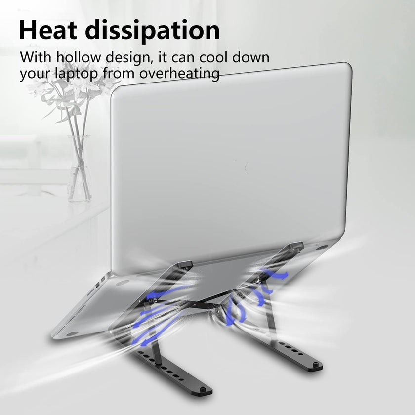 Laptop Stand for Desk, Adjustable Laptop Riser ABS+Silicone Foldable Portable Laptop Holder, Ventilated Cooling Pad Notebook Stand for 10-15.6” Laptops,Tablet-Black 🍁 All In One Marketplace Canada