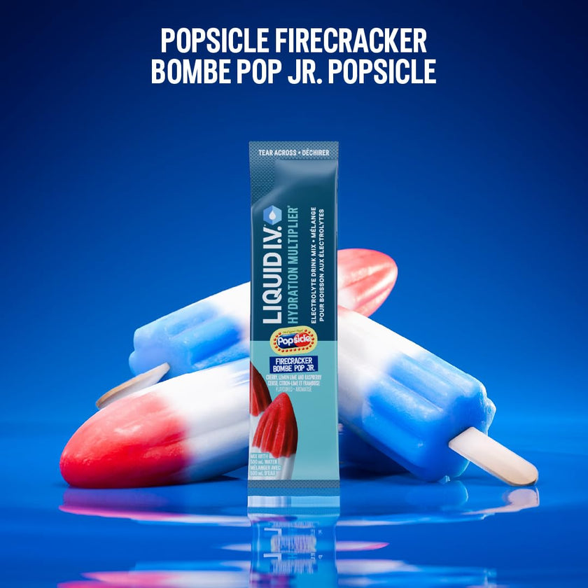 Liquid I.V. Hydration Multiplier Electrolyte Drink Mix - Enhanced Hydration Electrolyte Powder with Vitamins B3, B5, B6, B12 and C -18x On-the-go Sticks for Workout and Travel - Firecracker 🍁 All In One Marketplace Canada