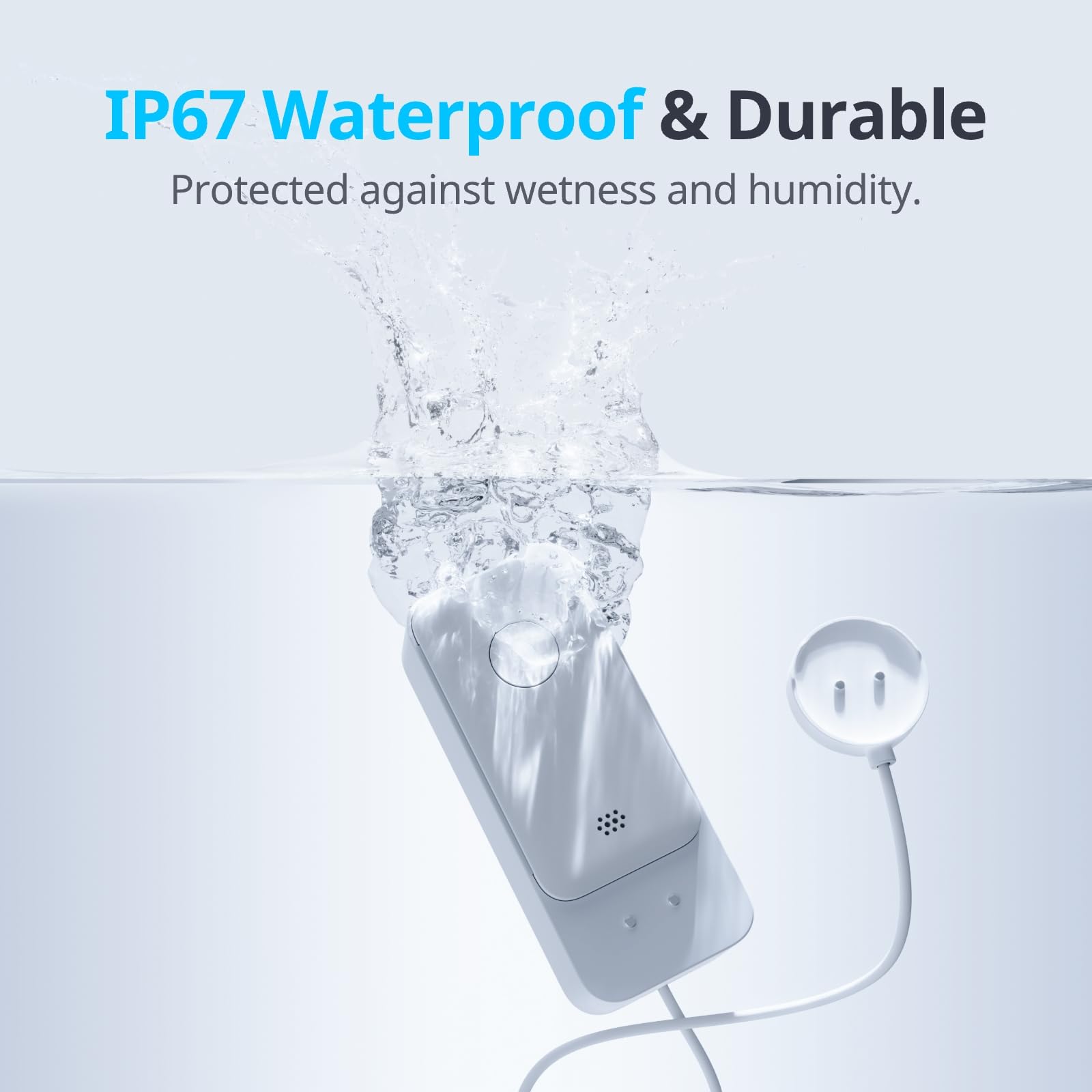 No Hub Required WiFi Water Sensor, Smart Water Leak Detector, 100dB Adjustable Alerts & App Alerts, IP67 Waterproof, Wireless Detector for Home with 1m Sensing Cable (Support 2.4G) 🍁 All In One Marketplace Canada