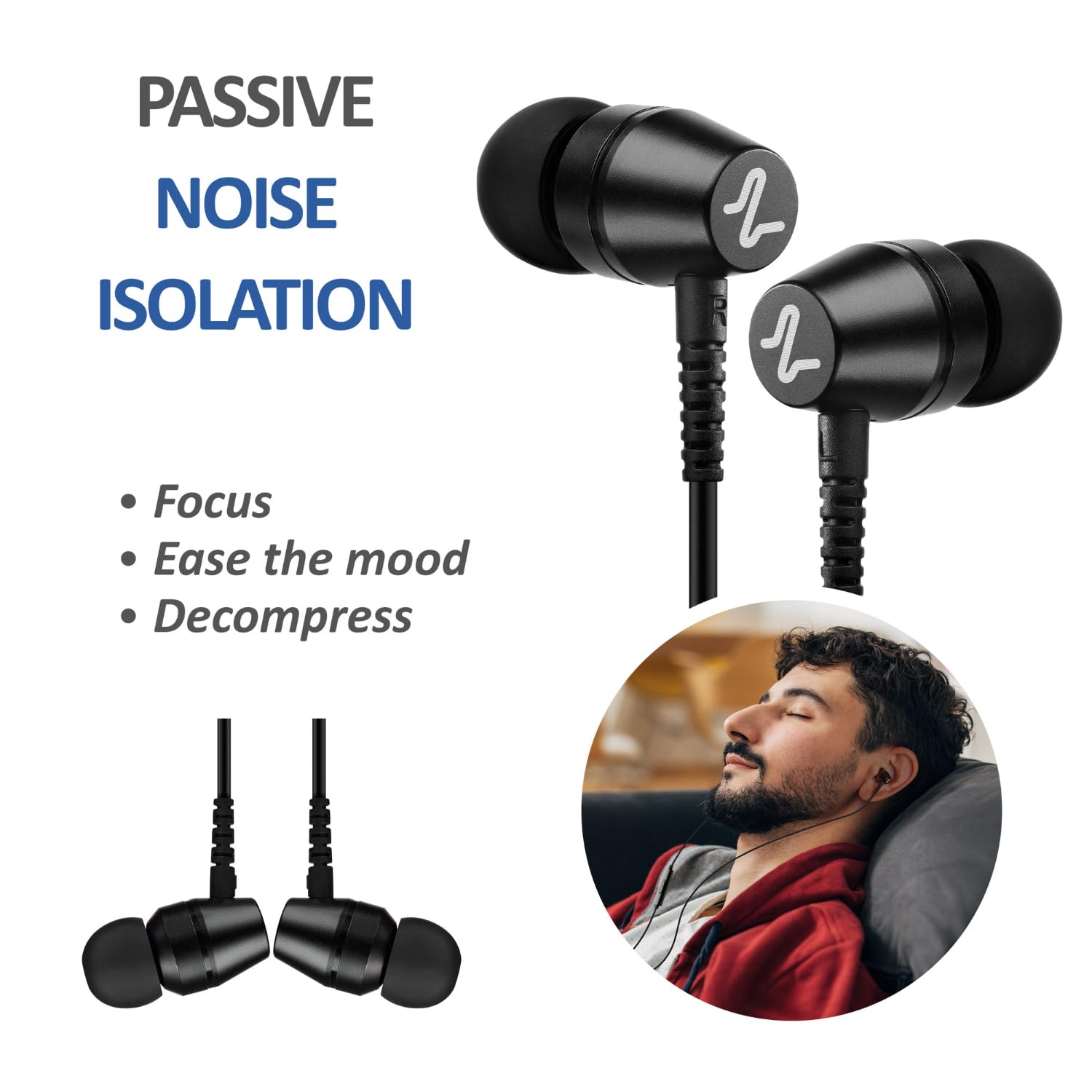 LUDOS OMNITONE Wired Earbuds in-Ear Headphones, Earphones with Microphone, 5 Years Warranty, Noise Isolation Corded for 3.5mm Jack Ear Buds for iPhone, iPad, Samsung, Computer, Laptop, Gaming, Sports 🍁 All In One Marketplace Canada