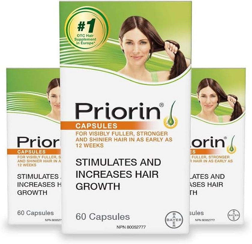 Priorin Hair Growth Vitamins With Biotin for Men and Women - Stimulate Growth, Decrease Hair Loss After Washing - 3x60 Count, 3 Month Supply 🍁 All In One Marketplace Canada