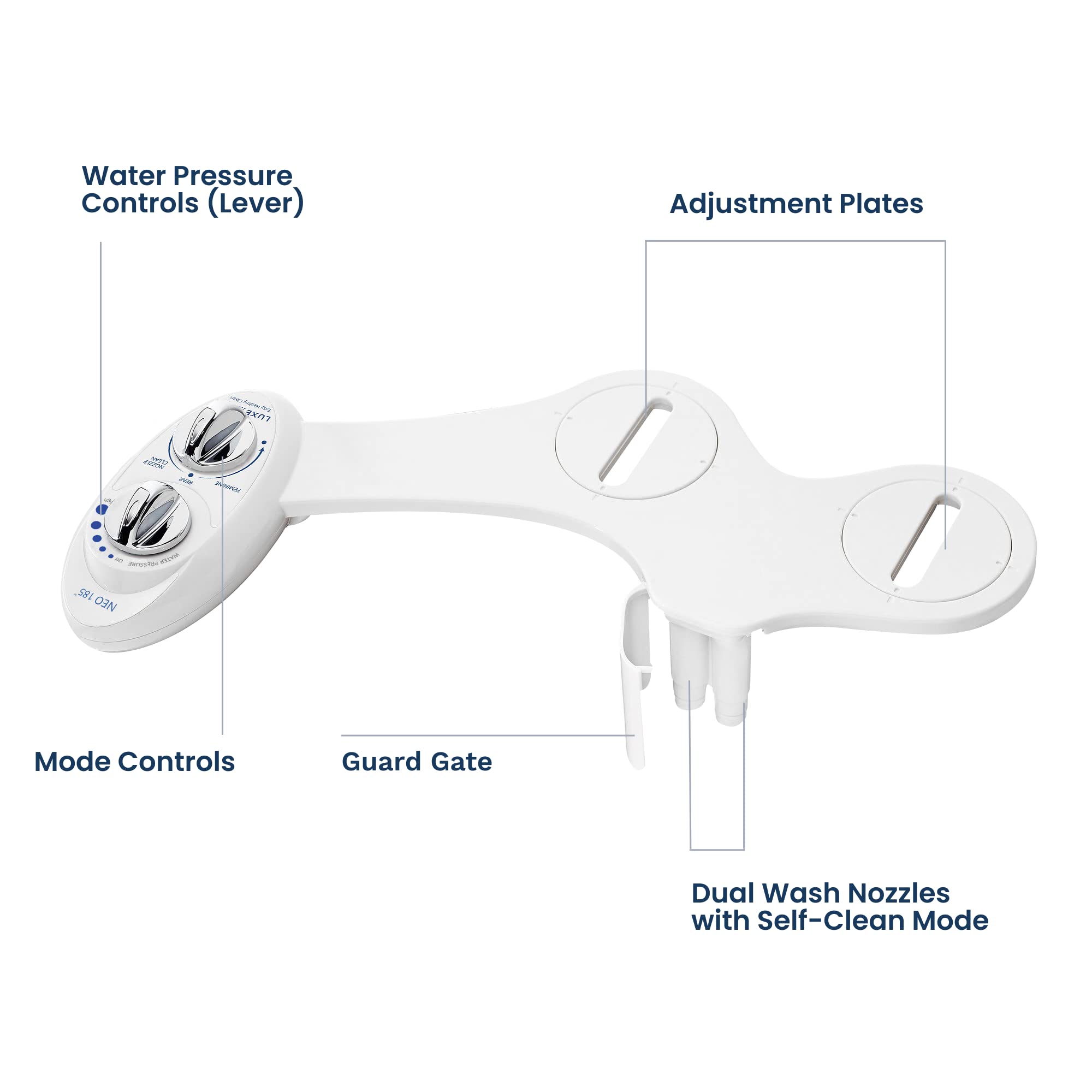 LUXE Bidet NEO 185 - Dual Nozzle, Self-Cleaning, Non-Electric Bidet Attachment for Toilet Seat, Adjustable Water Pressure, Rear & Feminine Wash (White) 🍁 All In One Marketplace Canada