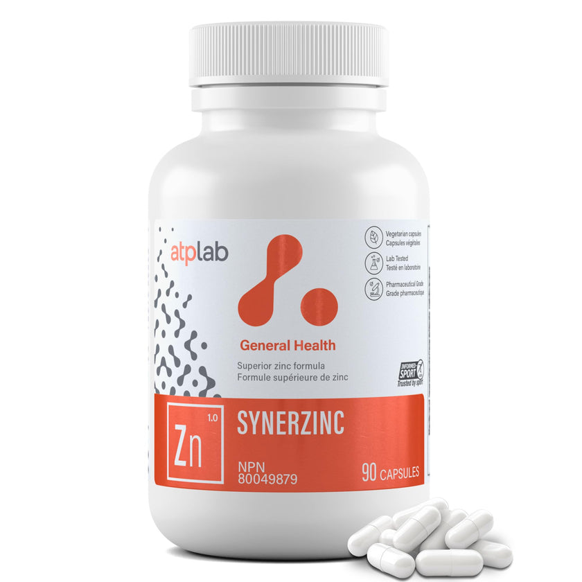 ATP LAB - Synerzinc, 90 Capsules 90-Day Supply - Zinc Supplement An Essential Mineral - Helps to Maintain Healthy Skin and Immune Function - Helps to Produce and Repair Connective Tissue 🍁 All In One Marketplace Canada