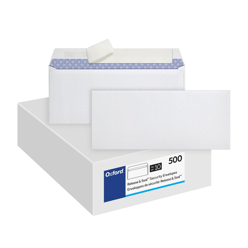 Oxford Envelopes, #10 Business Size, Security Tint, Peel & Seal Closure, 24 lb White Paper, Privacy Protection for Checks & Invoices, 500-Pack for Office or Home Mailing 🍁 All In One Marketplace Canada
