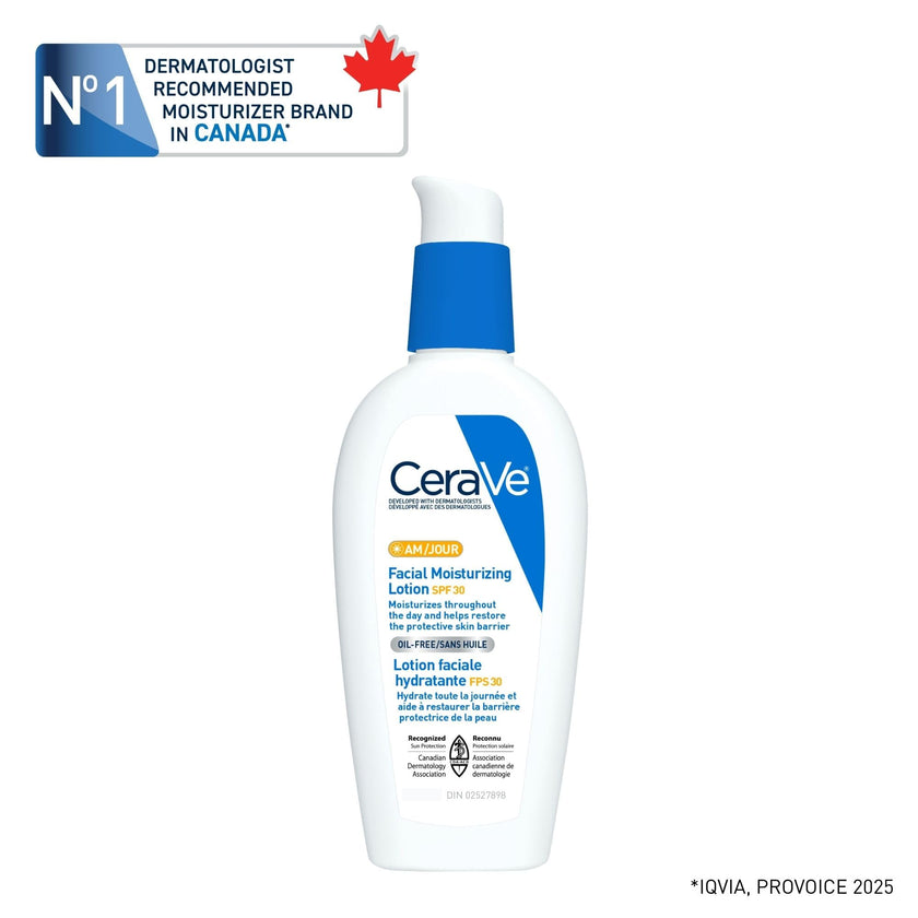 CeraVe Facial Moisturizer with SPF 30. Face Sunscreen Lotion with Hyaluronic Acid, Niacinamide & Ceramides for Women & Men. Oil-free, normal to dry skin. Verified Extended Use Date, Travel Size 89ML 🍁 All In One Marketplace Canada