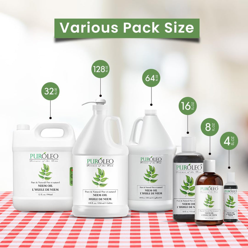 PUROLEO NEEM Oil 32 Fl Oz/946 ML (Packed In Canada) Pure and Natural Neem Oil for Multipurpose Use | Neem Oil extracted from NEEM Plante Chemical free Neem Oil Spray 🍁 All In One Marketplace Canada