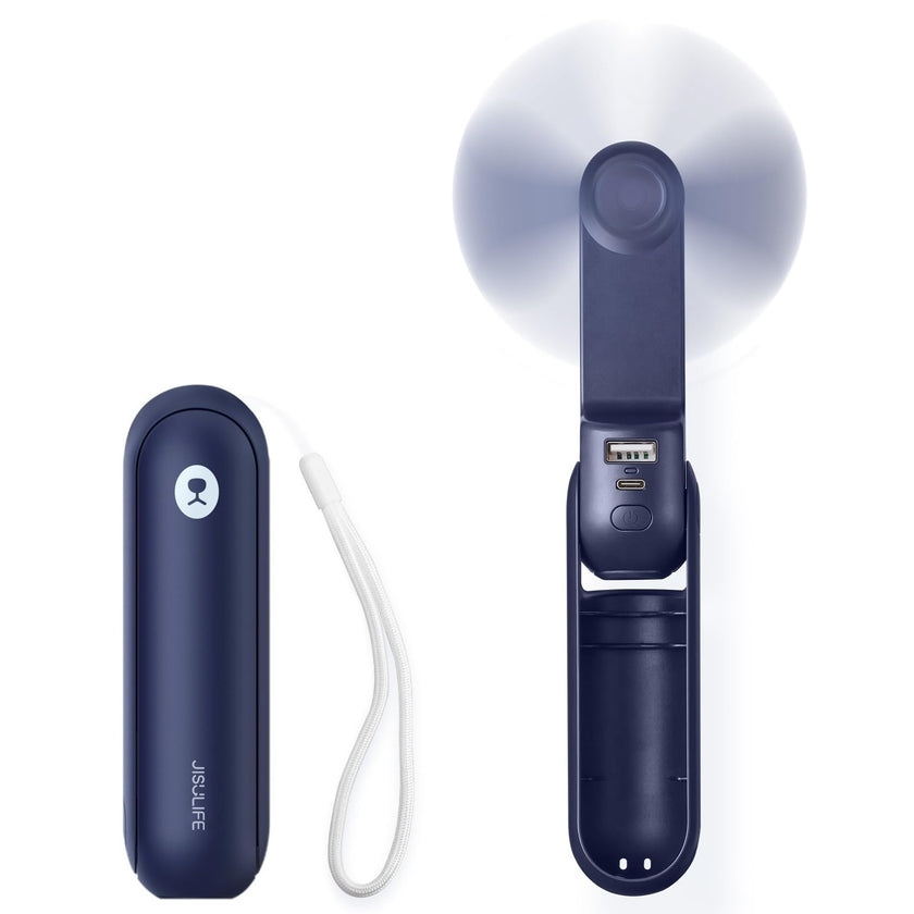 JISULIFE Portable Handheld Fan, Mini 3 In 1 with Rechargeable Battery, Personal Pocket Fan for Travel, Outdoor, USB Power Bank, Flashlight, Essential Ideal Gifts for Summer/Concert/Vacation - Blue 🍁 All In One Marketplace Canada