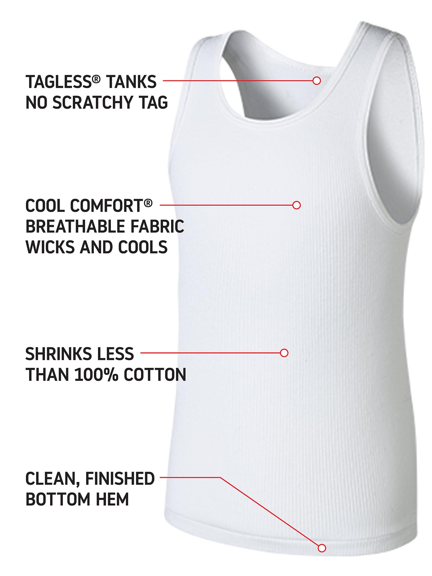 Hanes boys Tank T Shirt, White, Small US 🍁 All In One Marketplace Canada