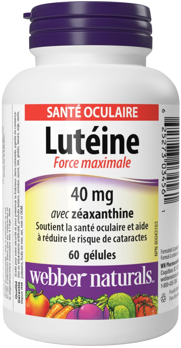 Webber Naturals Lutein 40 mg, 60 Softgels, Extra Strength Eye Support Supplement with Zeaxanthin 🍁 All In One Marketplace Canada