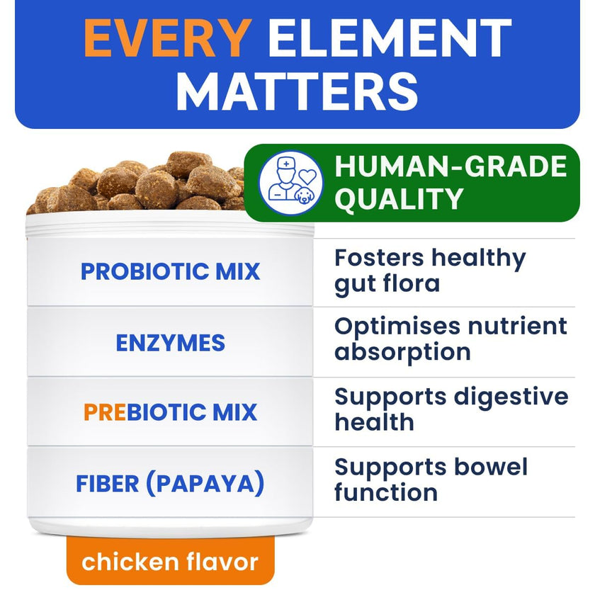 Probiotics for Dogs - Gas, Diarrhea, Allergy, Constipation, Upset Stomach Relief, w/Digestive Enzymes + Prebiotics - Chewable Supplement - Improve Digestion, Immunity - Dog Probiotics Chews - 120Ct 🍁 All In One Marketplace Canada