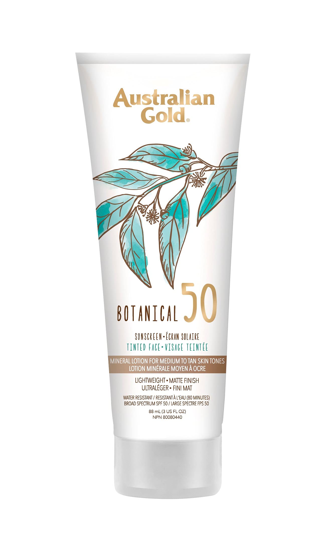 Australian Gold SPF 50 Botanical Tinted Mineral Suncreen for Medium to Tan Skin Tones, 88 ml (Pack of 1) 🍁 All In One Marketplace Canada