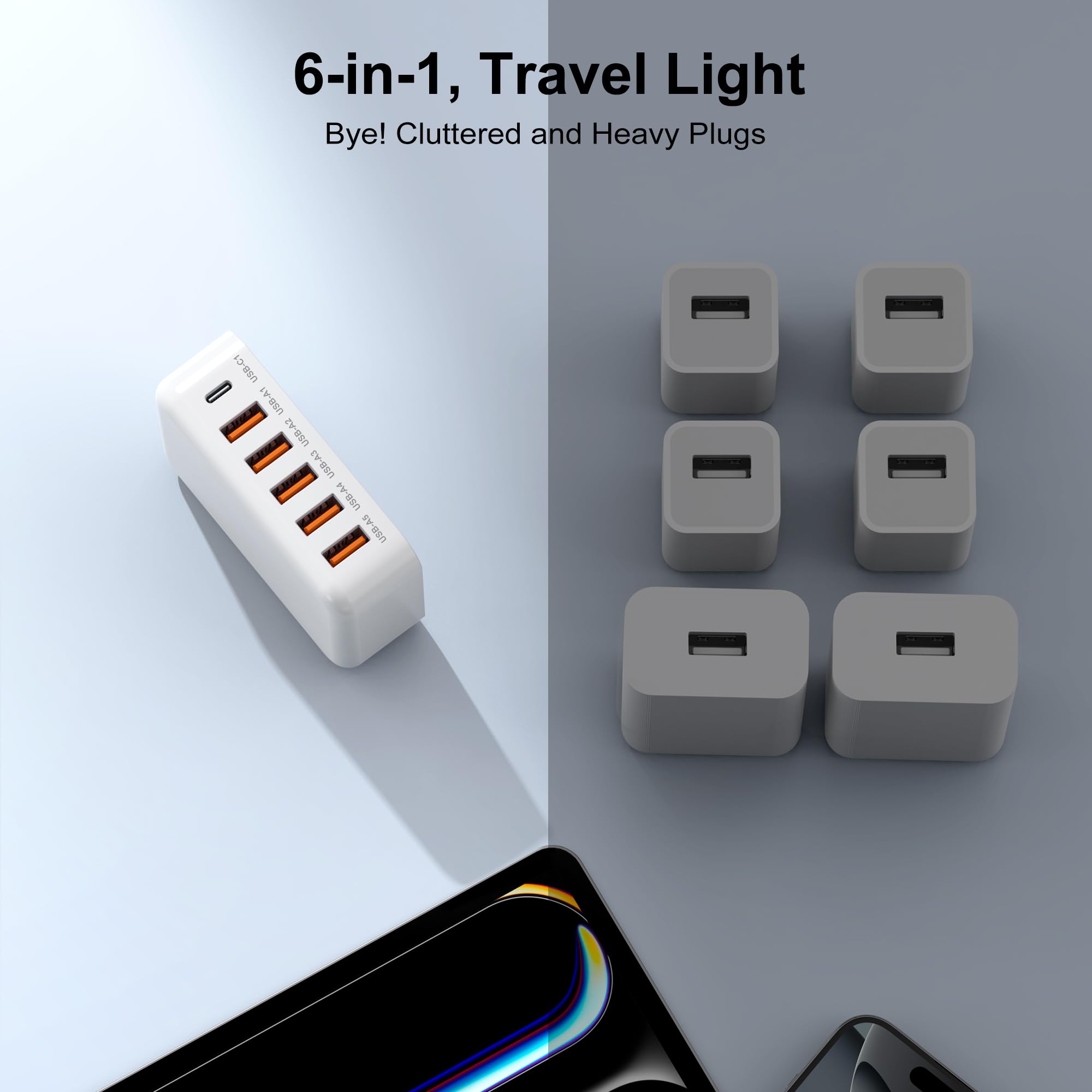 USB Charging Station for Multiple Devices, 60W 6-Port USB C Charger Fast Charging Block Hub, Multi USB Charger Station Power Strip Adapter for iPhone 17 16 15 14 13 12 Pro Max Tablets Smartphones 🍁 All In One Marketplace Canada