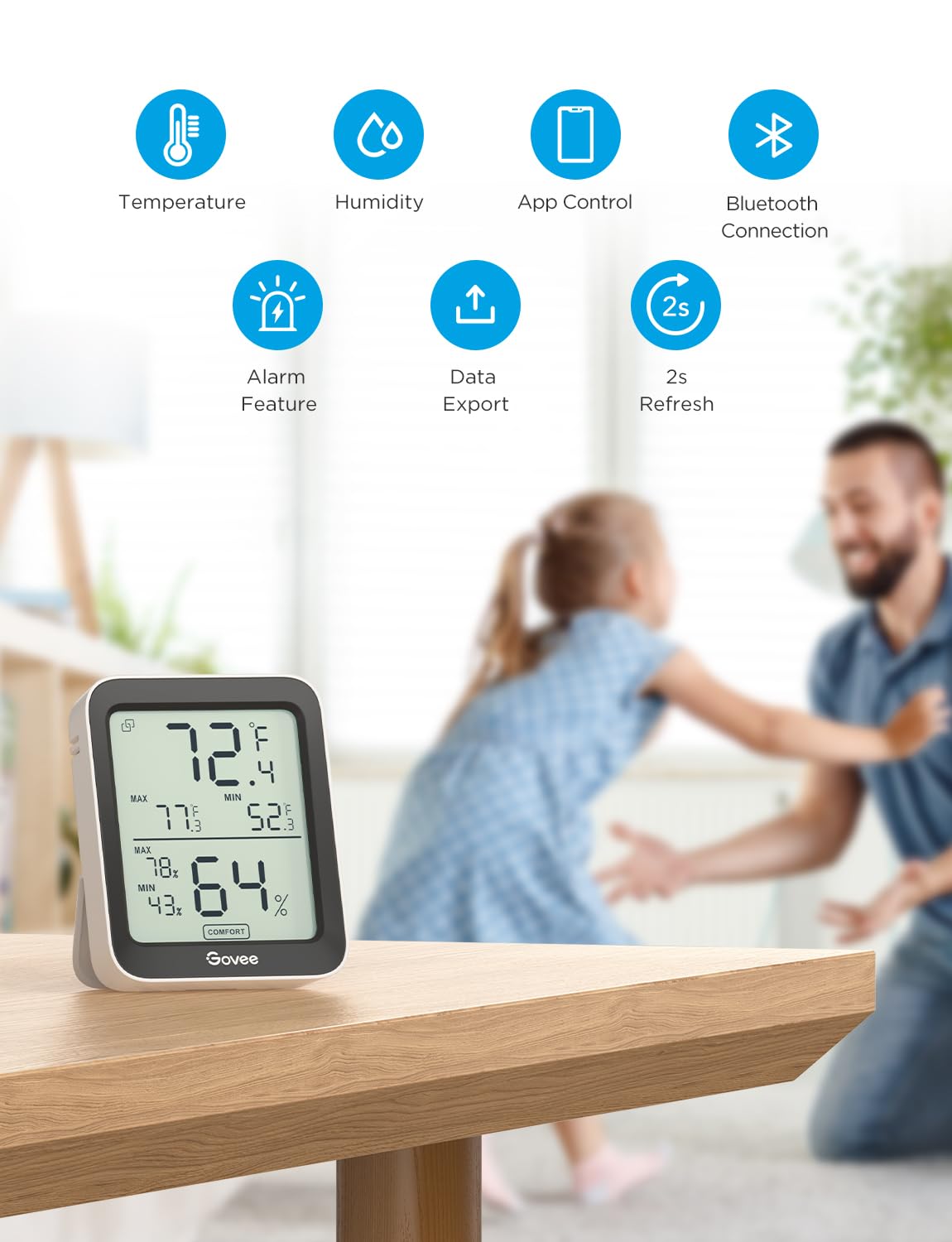 Govee Bluetooth Hygrometer Thermometer, Room Temperature Humidity Meter with APP Alerts and Data Storage, 50m Bluetooth Range, Large LCD Display, Humidity Monitor Sensor for Baby Greenhouse Garage 🍁 All In One Marketplace Canada