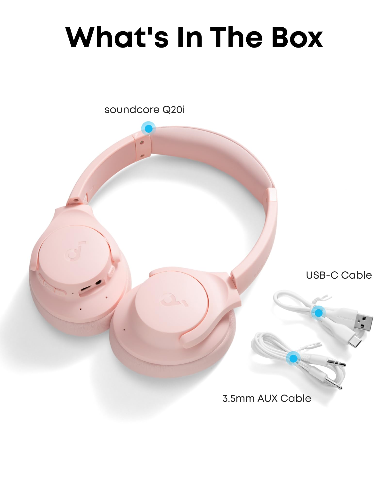 soundcore by Anker Q20i Hybrid Active Noise Cancelling Headphones, Wireless Over-Ear Bluetooth, 40H Long ANC Playtime, Hi-Res Audio, Big Bass, Customize via an App, Transparency Mode, Ideal for Travel 🍁 All In One Marketplace Canada