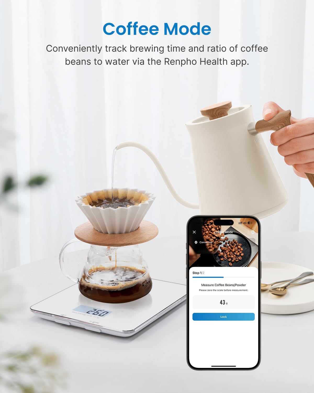 RENPHO Smart Food Nutrition Kitchen Scale, Food Scale for Food Ounces and Grams, Coffee Scale with Timer, Nutritional Calculator for Keto, Macro, and Calorie with Smartphone App, White 🍁 All In One Marketplace Canada