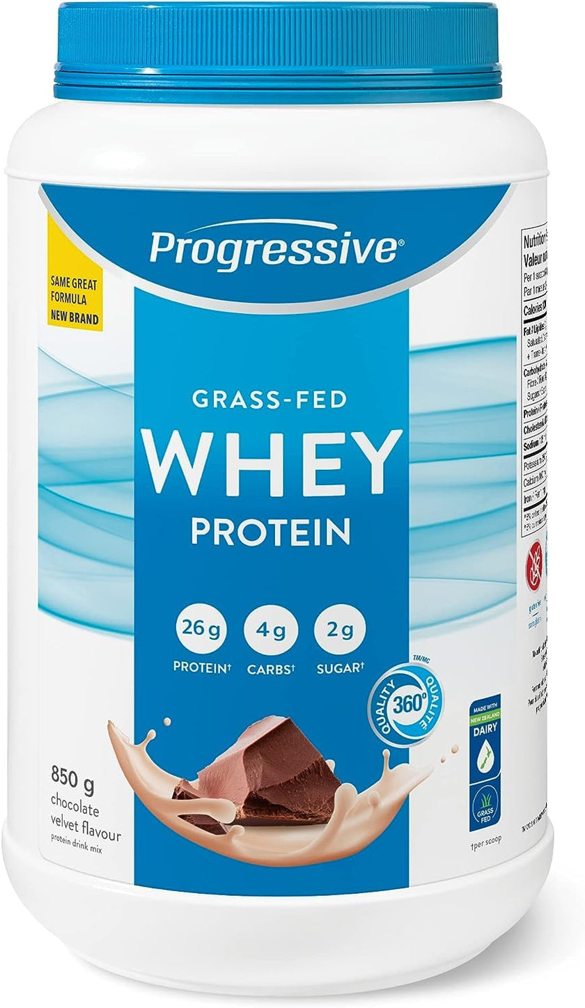 Progressive Grass-Fed 100% Whey Protein Powder Chocolate, 26g of New Zealand Whey Concentrate per Scoop for Muscle Gain, Pasture-Raised, Non-GMO, Canadian-Made Antibiotic-free, Hormone-free, 850 g 🍁 All In One Marketplace Canada