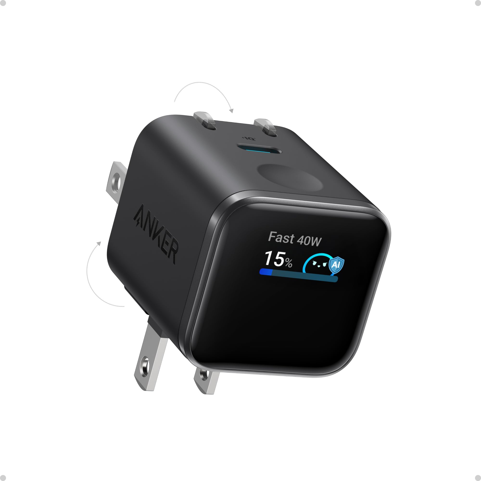 Anker Nano USB C Charger,45W USB C Charger Block with Smart Display,180°Foldable Plug,Smart Recognition,Built-in Care Mode,for iPhone17/16/15 (Non-Battery,One USB-C Port,No Cable Included) 🍁 All In One Marketplace Canada
