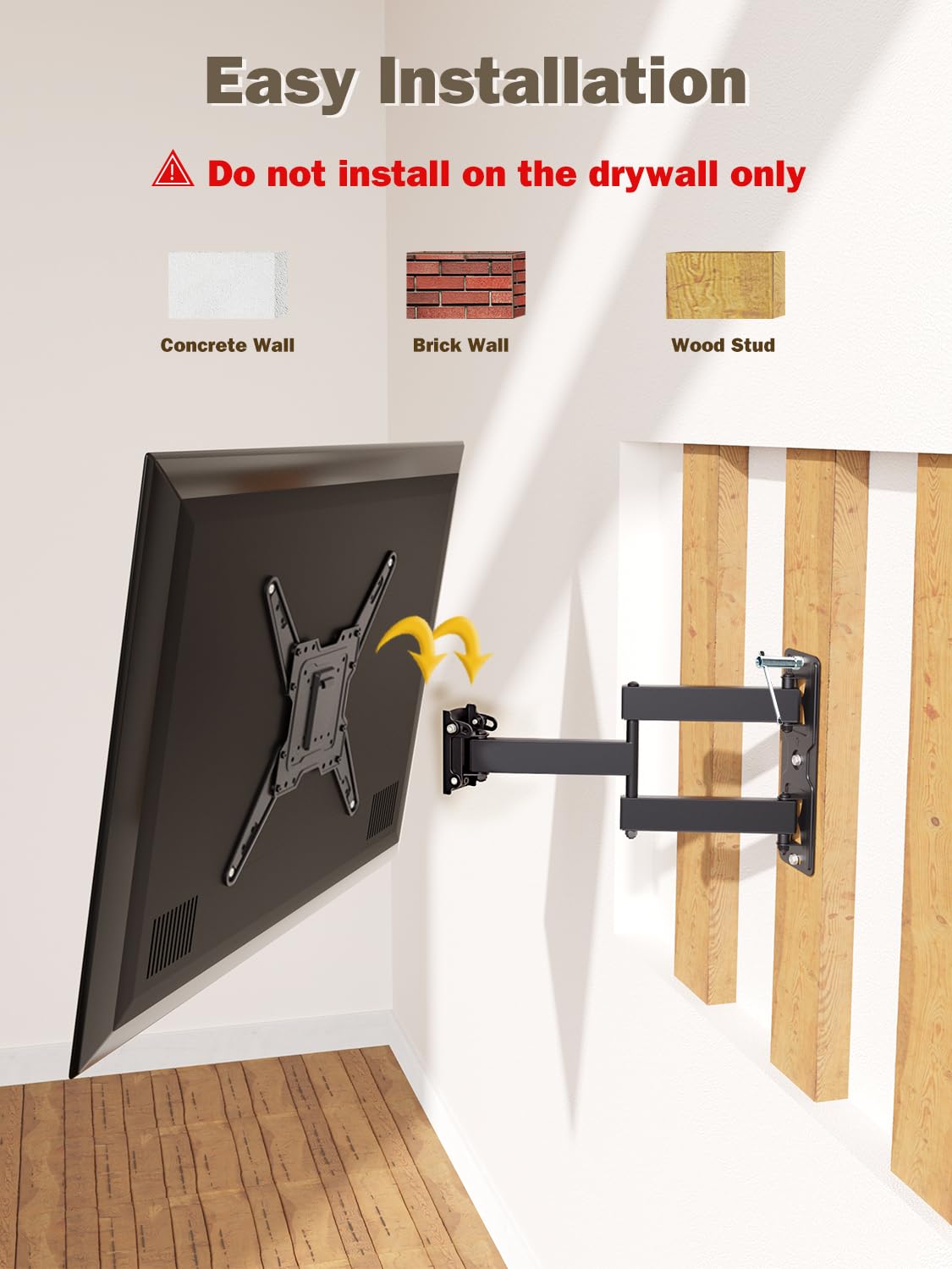 Mounting Dream TV Mount for Most 26-55 Inch TVs, Full Motion TV Wall Mount with Perfect Center Design on Single Stud Articulating Mount Max VESA 400x400mm up to 77 LBS, MD2413-MX 🍁 All In One Marketplace Canada