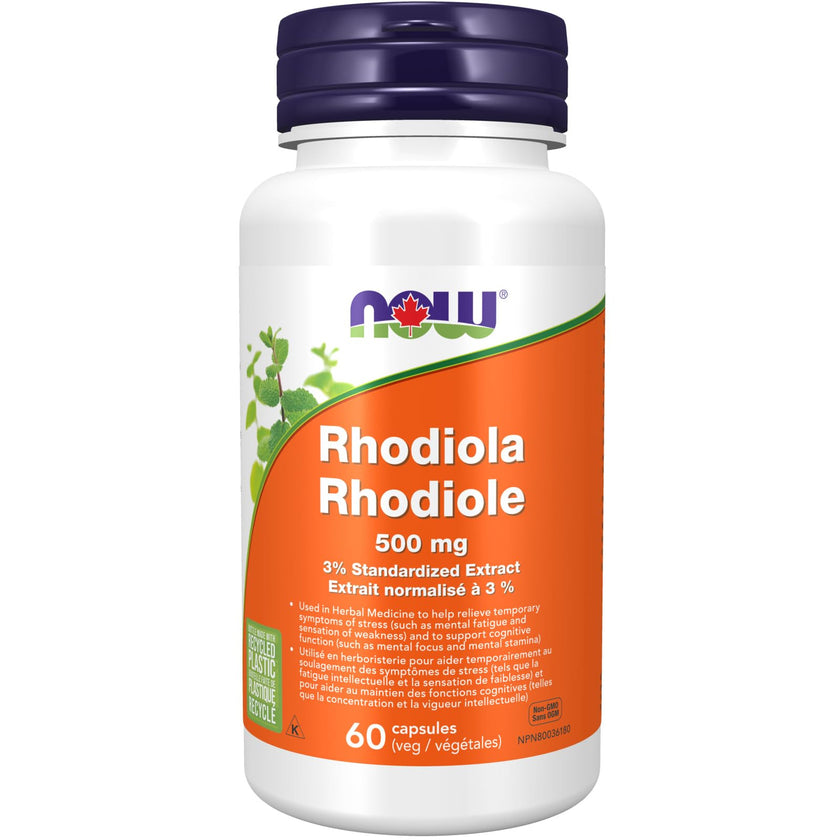 NOW Supplements, Rhodiola 500 mg, Helps Body Adapt to Stress of Daily Life*, Adaptogenic Herb*, 60 Veg Capsules 🍁 All In One Marketplace Canada
