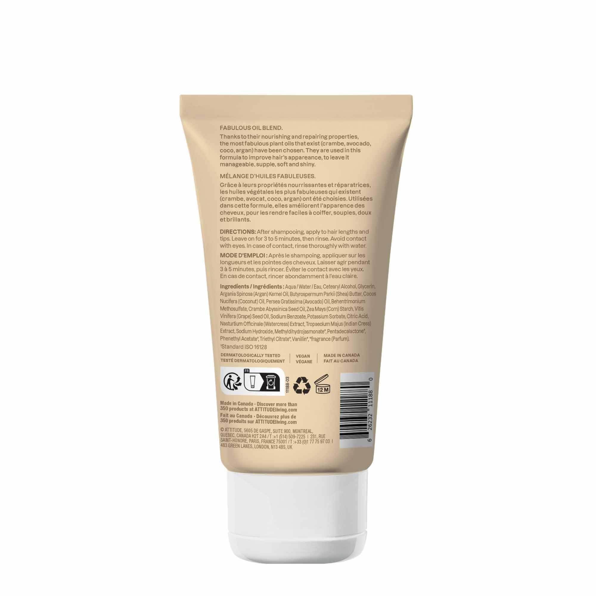 ATTITUDE Repairing Hair Mask, Made in Canada, Nourishes and Improves Hair's Appearance, Fabulous Oils Blend, Abyssinian Oil, Argan Oil, Shea Butter, Vegan Hair Care, Pink Argan, 150 mL 🍁 All In One Marketplace Canada