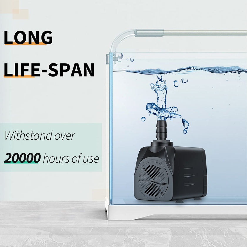 Pawfly 400 GPH Submersible Water Pump 25W 7ft. High Lift Quiet Pump with 6ft Power Cord for Fountain Aquarium Fish Tank 🍁 All In One Marketplace Canada