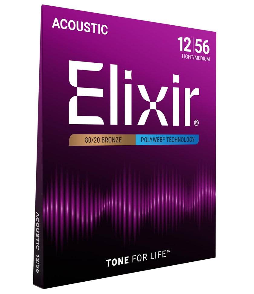 Elixir 80/20 Bronze Acoustic Guitar Strings with Polyweb Coating - Light-Medium 12-56 🍁 All In One Marketplace Canada