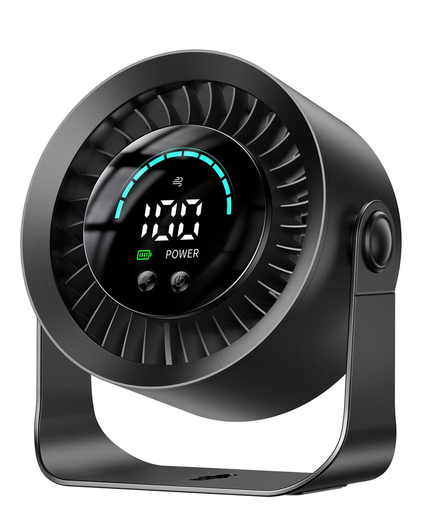 DIGIX Rechargeable USB Desk Fan for Bedroom, 100 Speeds, 360° Rotation, Wall Mounted Design Small Portable Table Fan with LED Display, Quiet Personal Desktop Cooling Fans for Home Office (Black) 🍁 All In One Marketplace Canada