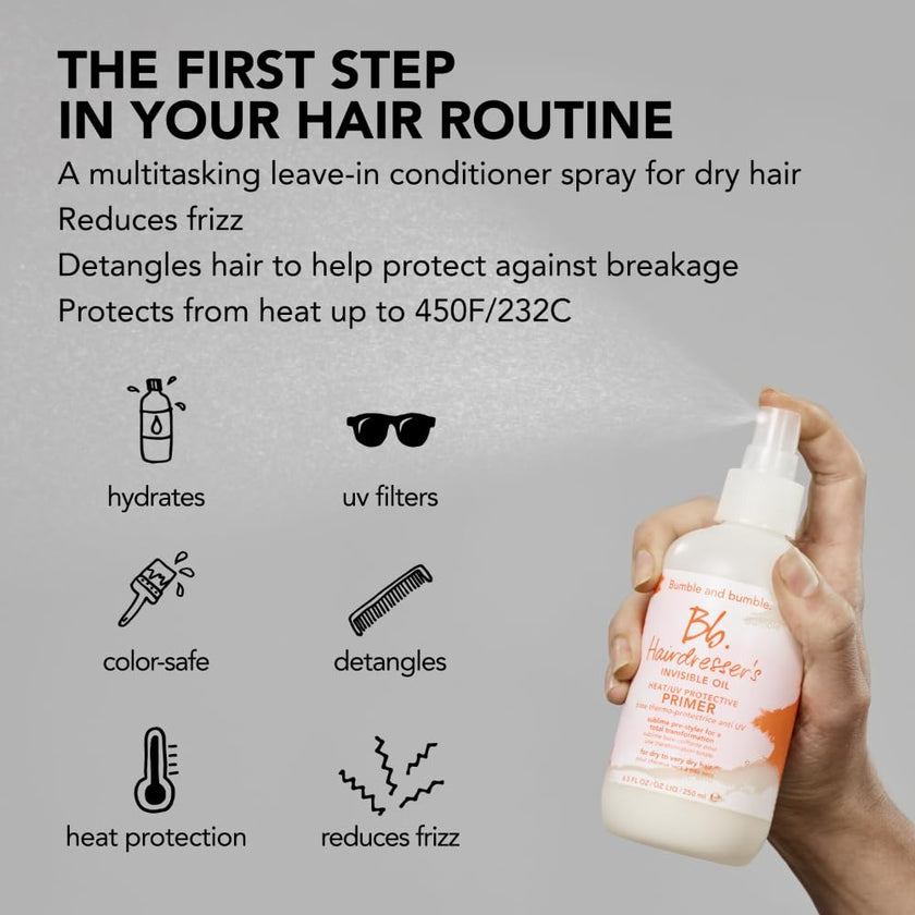 Bumble and bumble. Hairdresser's Invisible Oil Heat/UV Protection Leave-In Conditioner Hair Primer | Hydrating, Anti Frizz, Color Safe | Straight, Coily | With Argan Oil + Coconut Oil, 125 ml 🍁 All In One Marketplace Canada