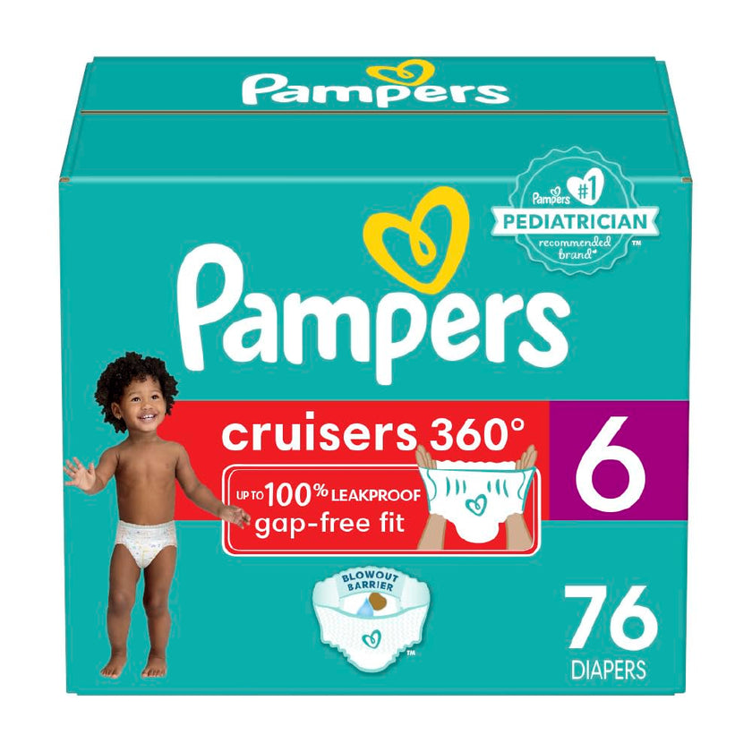 Pampers Diapers - Cruisers 360 degrees - Size 6, 76 Count, up to 100% Leakproof Fit, Designed for Active Babies, Pull On Diaper, EZ Off Tabs Designed for Easy Changes 🍁 All In One Marketplace Canada