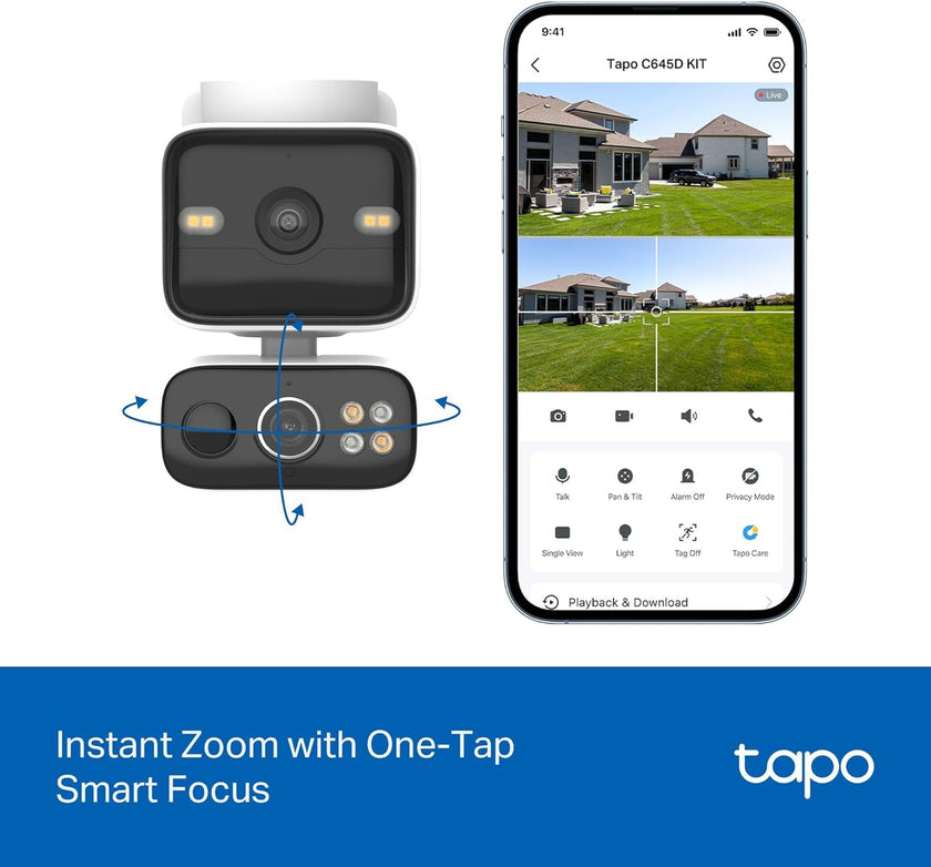 Tapo 2K Dual Lens 360° Pan/Tilt Security Battery Camera Wireless w/Solar Panel, 165° Wide View + 6mm Telephoto, Free Person/Vehicle Detection, SD/Cloud Storage, Works w/Alexa & Google (Tapo C645D KIT) 🍁 All In One Marketplace Canada