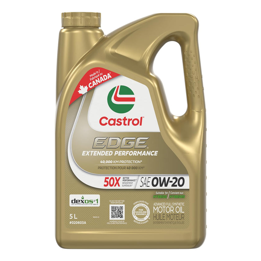 Castrol Edge Extended Performance 0W-20 Advanced Full Synthetic Motor Oil, 5 Litres - Made in Canada 🍁 All In One Marketplace Canada