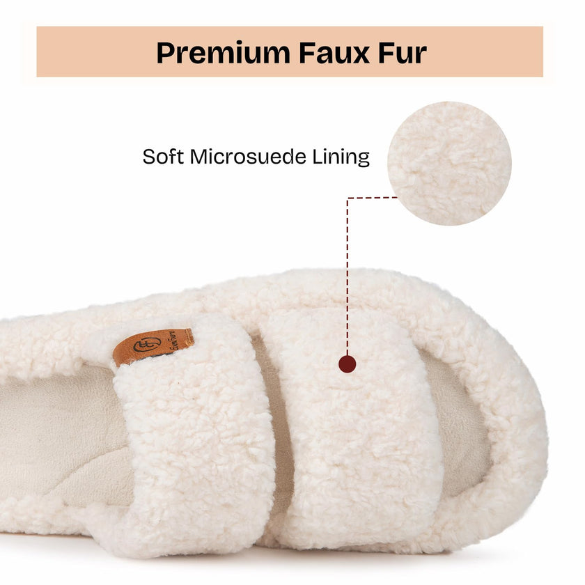 EverFoams Womens Fuzzy Open-toe Slippers Soft Comfy Memory Foam Indoor House Shoes Vanilla Ice,7-8 US 🍁 All In One Marketplace Canada