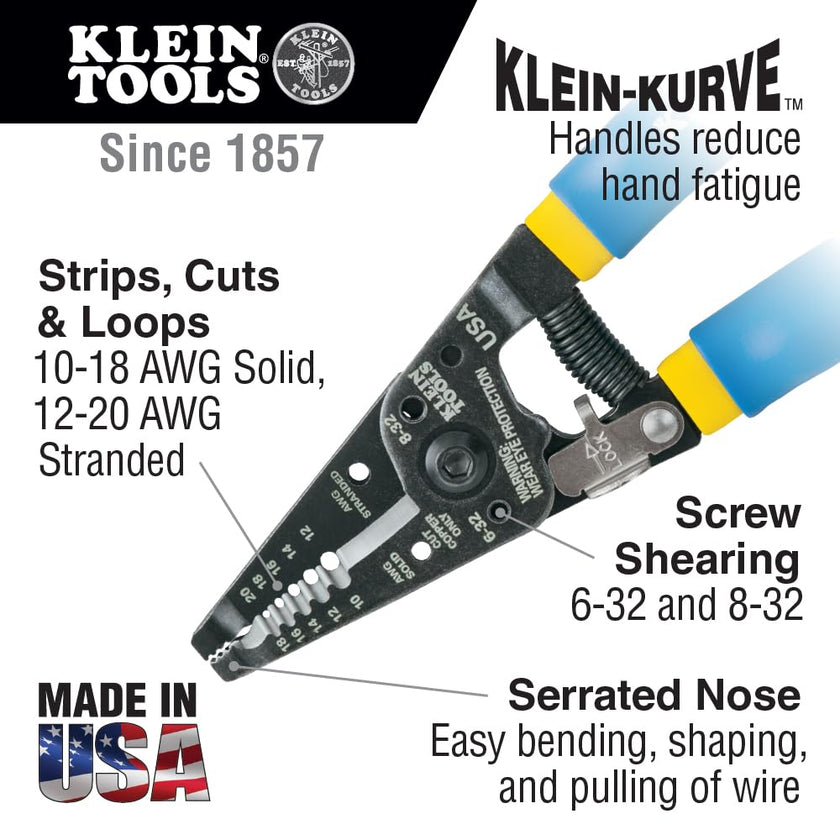 Klein Tools 11055EP Wire Cutter and Stripper, Stranded and Solid Wire Cutter, Cuts Copper, Blue 🍁 All In One Marketplace Canada