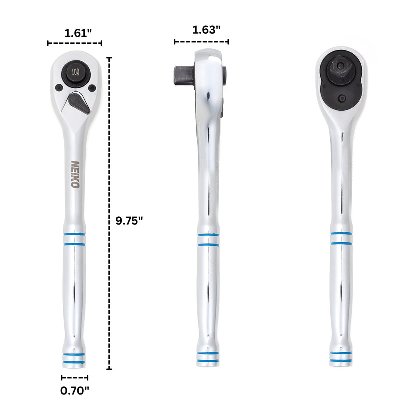 Neiko 03117A 1/2 Inch Ratchet Wrench, 100-Tooth Reversible Ratchet, 3.6 Degree, Quick Release 1/2 Drive Ratchet, 10