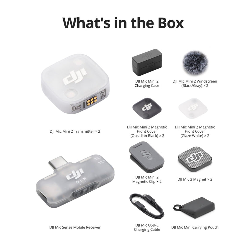 DJI Mic Mini 2 (2 TX + 1 Mobile RX + Charging Case), Lavalier Wireless Vlogging Mic for iPhone/Android/Camera, Bluetooth Microphone, Plug-and-Play, 90h Battery, Streaming, Noise Cancelling 🍁 All In One Marketplace Canada