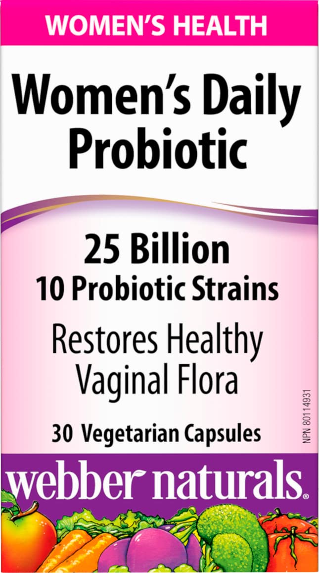 Webber Naturals Probiotic Women’s Daily, 25 Billion Active Cells per Capsule, 10 Probiotic Strains, 30 Capsules, Helps Restore Healthy Vaginal Flora, Vegan 🍁 All In One Marketplace Canada