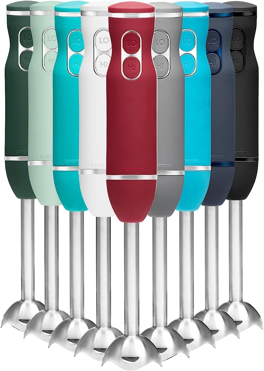 Chefman Immersion Blender, 300W Hand Blender with Stainless Steel Blades, Powerful Electric Ice Crushing 2-speed Control Handheld Food Mixer, Purées, Smoothies, Shakes, Sauces & Soups, Red 🍁 All In One Marketplace Canada