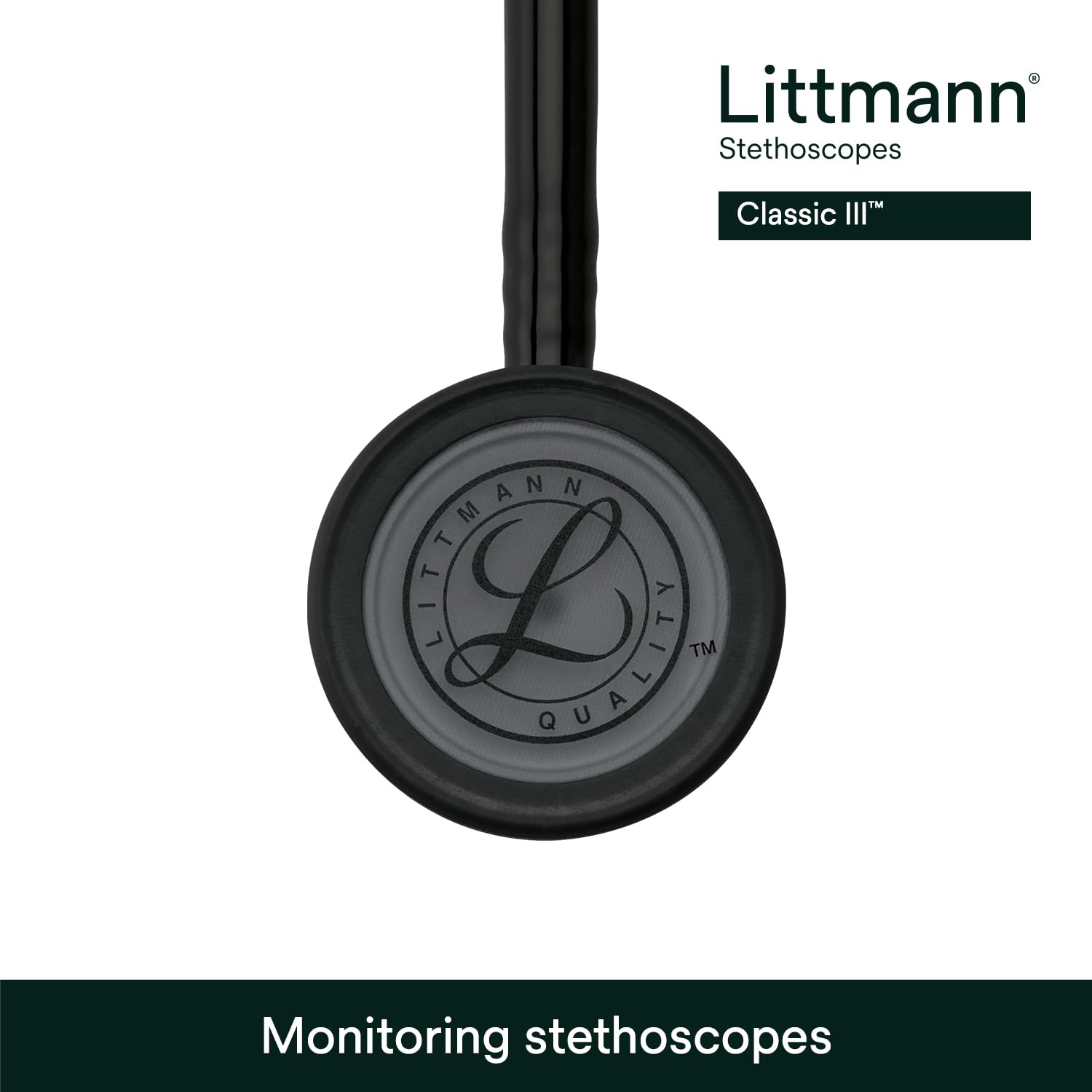 3M Littmann Classic III Monitoring Stethoscope, 5803, More Than 2X as Loud*, Weighs Less**, Stainless Steel Black-Finish Chestpiece, 69 cm (27