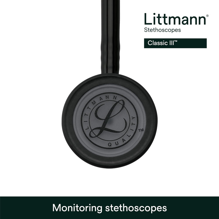 3M Littmann Classic III Monitoring Stethoscope, 5803, More Than 2X as Loud*, Weighs Less**, Stainless Steel Black-Finish Chestpiece, 69 cm (27